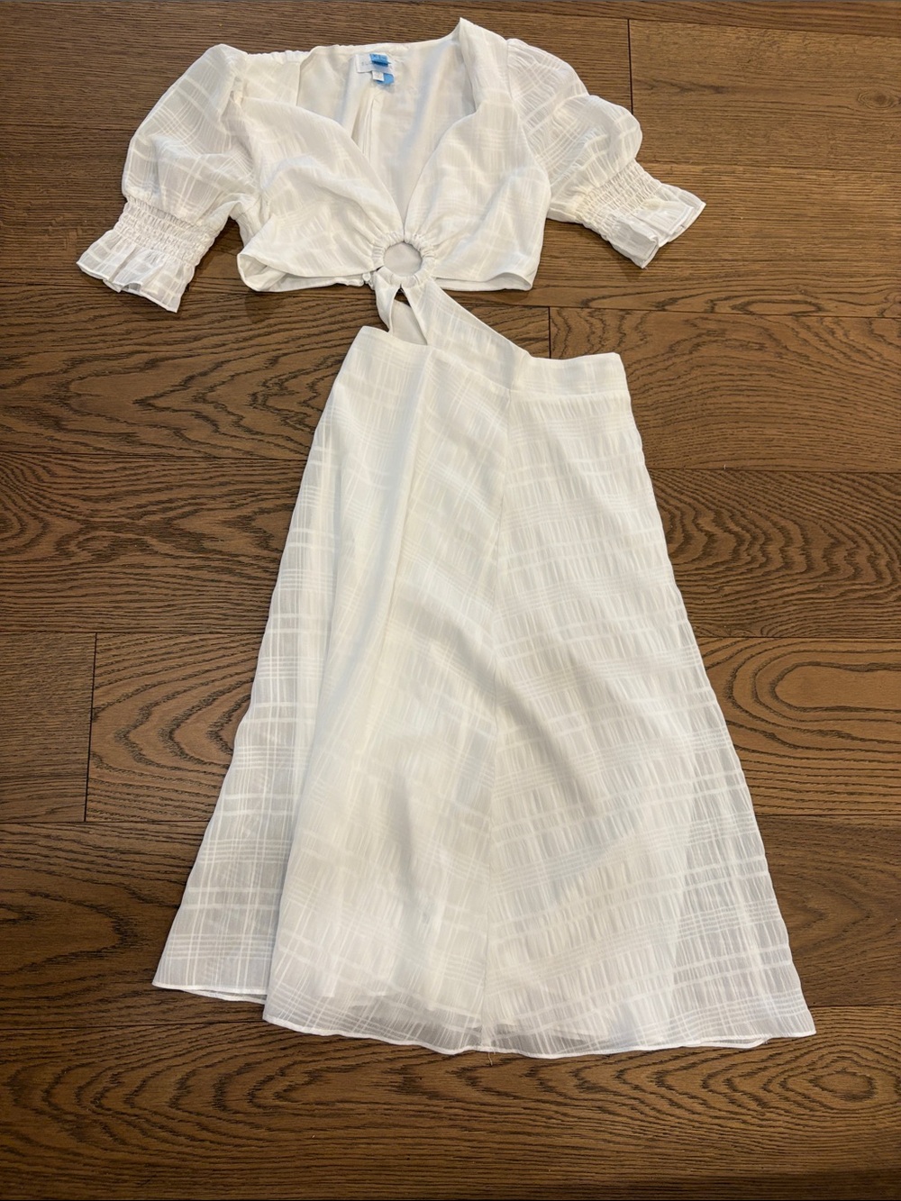 Sugarlips White Two-Piece Midi Skirt Set